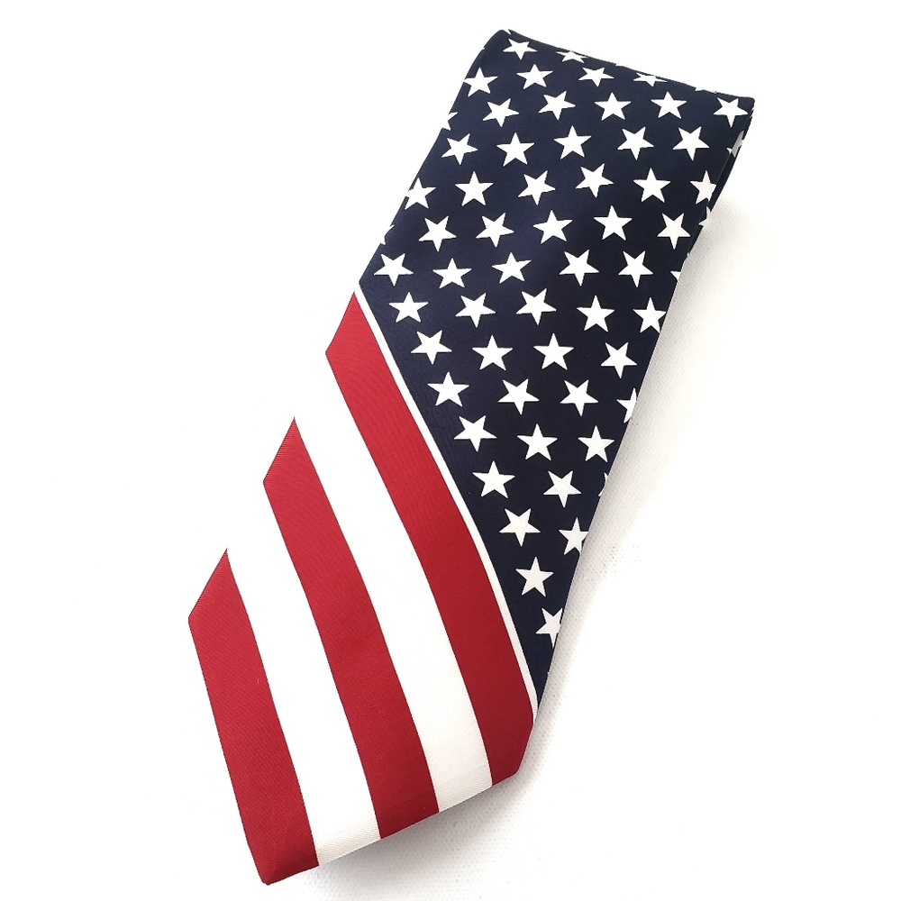 Tommy Hilfiger Vintage American Flag Stars 100% Silk Neck Tie